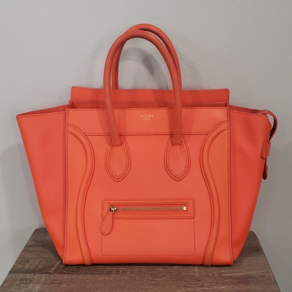 Orange Celine Mini Luggage Bag